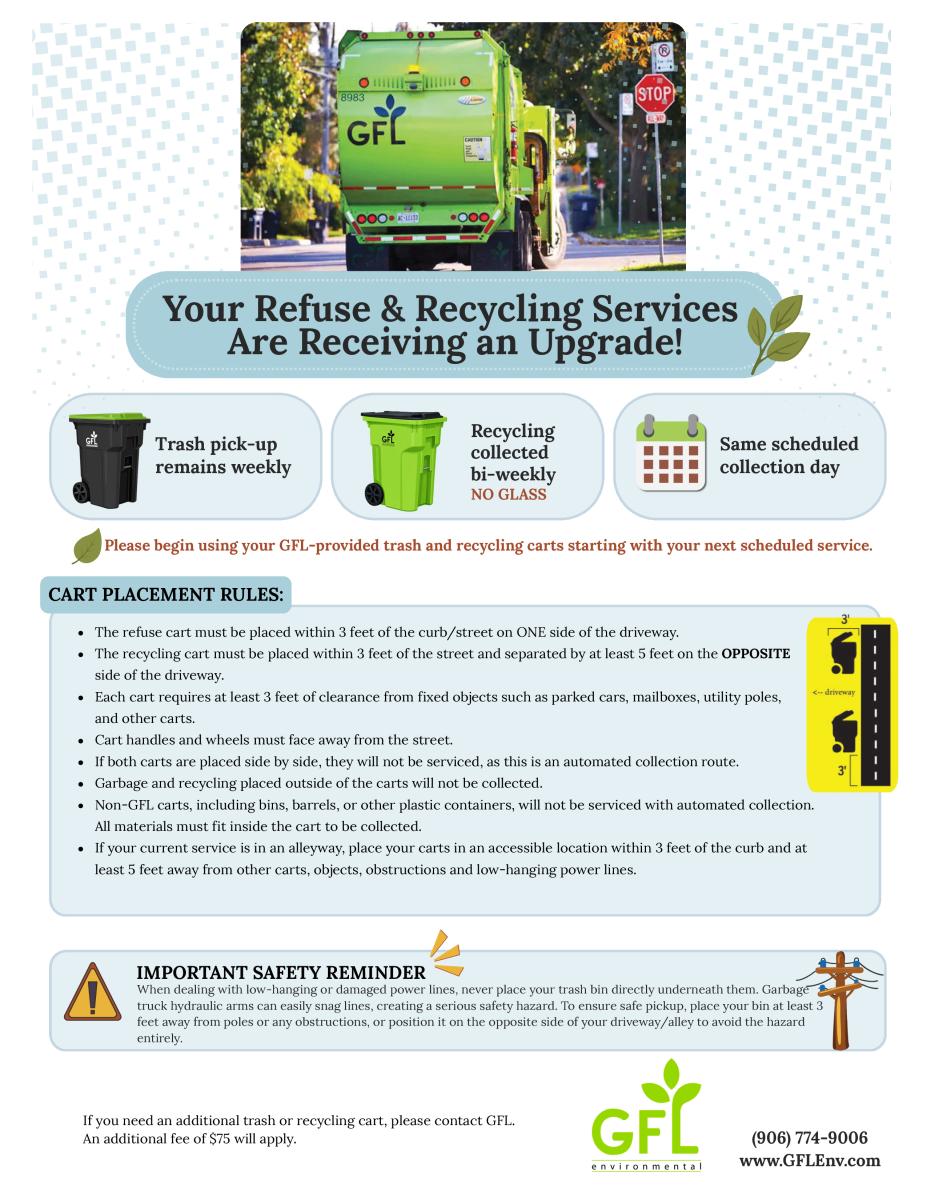 Updates to Negaunee's garbage and recycling program in 2026