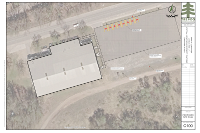 Aerial view ice arena plans