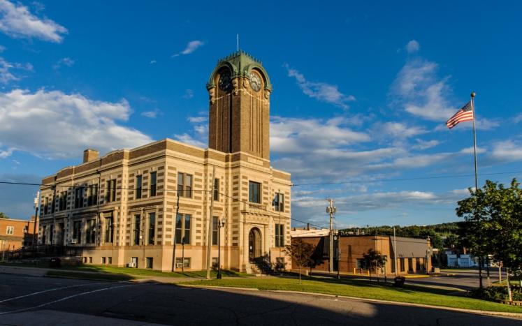 Negaunee City Hall on a sunny day